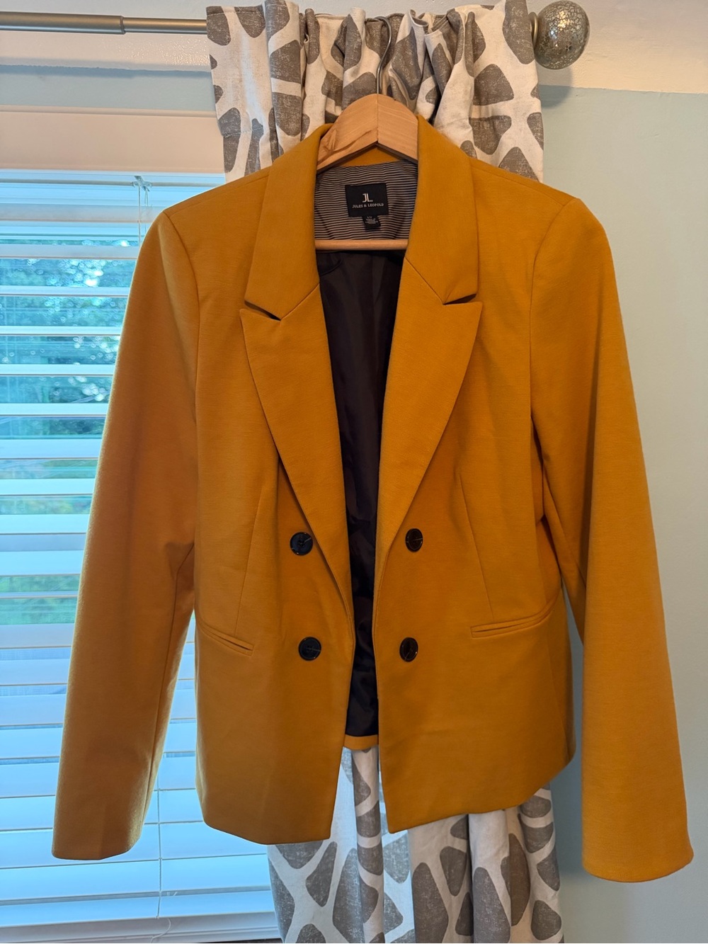 Jules & Leopold Double-Breasted Mustard Yellow Blazer